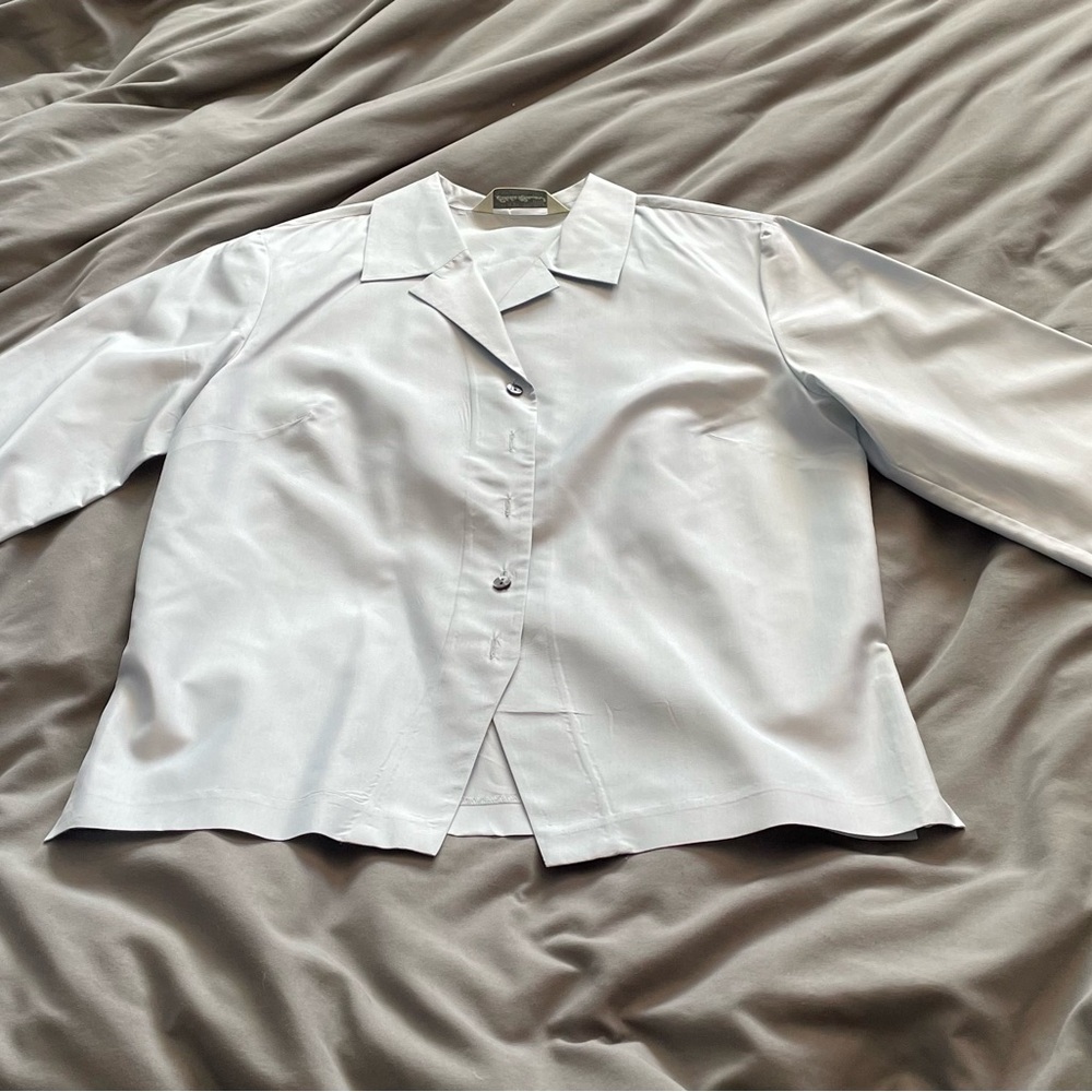 Eddie Bauer Pale Blue Silk Blouse Classic Style